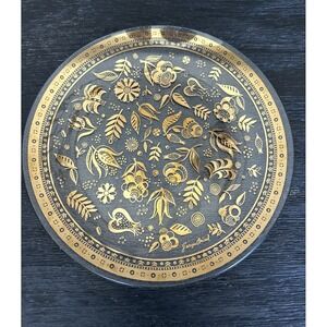 Vintage George Briard Persian Garden Mid Century Gold Glass Plate Dish MCM 8.25"
